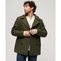 Superdry pour homme. M5011678A Manteau de laine Merchant Store vert (XL), Casuel, Polyester