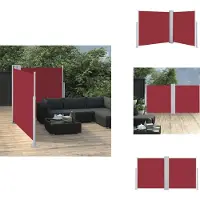 vidaXL Marquise latérale extensible Rouge 100 x 600 cm - Parasols & Protection solaire