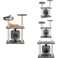 vidaXL Arbre à chat Sisal 95 cm Gris Impression Patte - Arbres à chats
