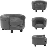 vidaXL Canapé pour chien Gris 48x48x32 cm Peluche et cuir synthétique - Lits pour chiens
