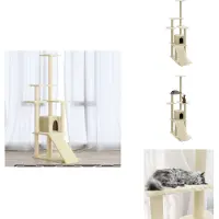 vidaXL Arbre à chat avec colonnes à griffer en sisal Crème 155 cm - Arbres à chat
