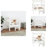 vidaXL Lit pour chien Blanc 55,5x53,5x60 cm Pin massif - Lits pour chiens