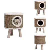 vidaXL Arbre à chat avec pieds en bois 41 cm jonc de mer - Arbres à chats