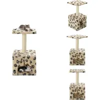 vidaXL Arbre à chat Sisal 55 cm Beige Impression pattes - Arbres à chats