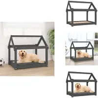 vidaXL Lit pour chien Gris 81x60x70 cm Pin massif - Lits pour chiens