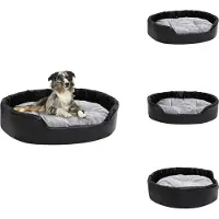 vidaXL Lit pour chien noir-gris 90x79x20 cm peluche et cuir synthétique - Lits pour chiens