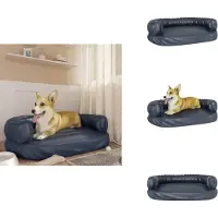 vidaXL Lit pour chien ergonomique mousse bleu foncé 88x65cm simili-cuir - Lits pour chiens