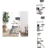 vidaXL Arbre à chat avec colonnes à griffer en sisal gris clair 131 cm - Arbres à chat