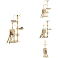 vidaXL Arbre à chat avec sisal 138 cm Beige Impression pattes - Arbres à chats