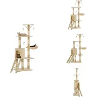 vidaXL Arbre à chat avec colonnes en sisal 138 cm Beige - Arbres à chat