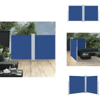 vidaXL Marquise latérale extensible Bleu 160 x 600 cm - Parasols & Protection solaire