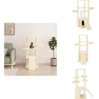 vidaXL Arbre à chat avec colonnes à griffer en sisal Crème 133 cm - Arbres à chat
