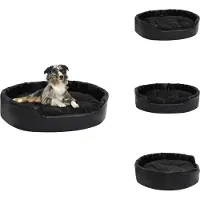 vidaXL Lit pour chien noir 90x79x20 cm peluche et cuir synthétique - Lits pour chiens