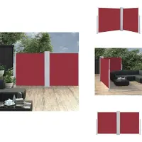vidaXL Marquise latérale extensible Rouge 120 x 600 cm - Parasols & Protection solaire