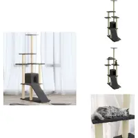 vidaXL Arbre à chat avec colonnes à griffer en sisal gris foncé 155 cm - Arbres à chat