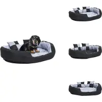 vidaXL Coussin pour chien Réversible et lavable Gris et noir 110x80x23 cm - Lits pour chiens
