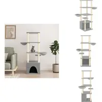 vidaXL Arbre à chat avec colonnes à griffer en sisal gris clair 147 cm - Arbres à chat