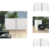 vidaXL Marquise latérale extensible Blanc crème 120 x 600 cm - Parasols & Protection solaire