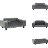 vidaXL Canapé pour chien Gris 81x43x31 cm Peluche et cuir synthétique - Lits pour chiens