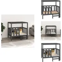 vidaXL Lit pour chien Gris 105,5x83,5x100 cm Pin massif - Lits pour chiens
