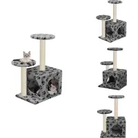 vidaXL Arbre à chat avec colonne à griffer en sisal 60 cm Gris Impression pattes - Arbres à chats
