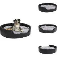 vidaXL Lit pour chien noir-gris 99x89x21 cm peluche et cuir synthétique - Lits pour chiens