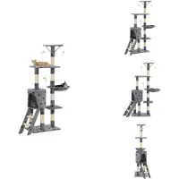 vidaXL Arbre à chat Sisal 138 cm Gris Impression Patte - Arbres à chats
