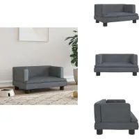 vidaXL Lit pour chien gris foncé 60x40x30 cm velours - Lits pour chiens