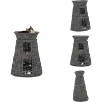 vidaXL Ensemble de 3 paniers pour chats avec coussin Gris 47x34x60 cm Naturel osier - Arbres à chats