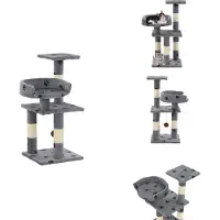 vidaXL Arbre à chat avec colonnes en sisal 65 cm Impression pattes Gris - Arbres à chats