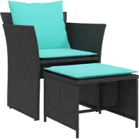 vidaXL Chaise de jardin avec tabouret de pied noir Poly rotin