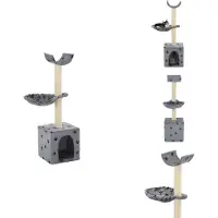 vidaXL Arbre à chat avec colonnes en sisal 105 cm Impression pattes Gris - Arbres à chats