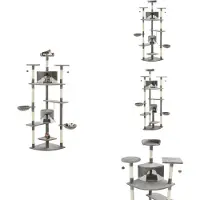 vidaXL Arbre à chat avec griffoirs en sisal 203 cm Gris et blanc - Arbres à chat