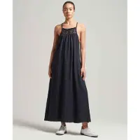 Superdry Vintage Long Halter Cami Sleeveless Dress Rose M Femme