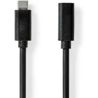 Nedis Câble USB - USB 3.2 Gen 1 - USB-C mâle - USB-C femelle - 60 W - 4K@60Hz - 5 Gbps - nickelé - 1.00 m - rond - PVC - noir - Label