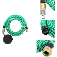 vidaXL Tuyau d'aspiration avec raccords en laiton Vert 1,1" 25 m PVC - Tuyaux d'arrosage