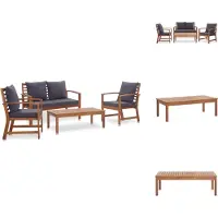 vidaXL Ensemble salon de jardin avec coussins 4 pièces en bois massif d'acacia - Ensembles de meubles de jardin