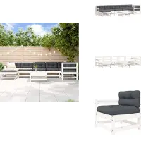 vidaXL Ensemble salon de jardin 8 pièces avec coussins blanc bois massif - Ensembles de meubles de jardin