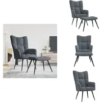 vidaXL Fauteuil relax avec pouf gris foncé velours - fauteuil