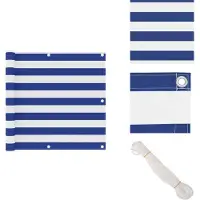 vidaXL Paravent de balcon Blanc et bleu 90x300 cm Tissu Oxford - Parasols et ombrelles