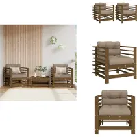 vidaXL Chaises de jardin avec coussins 2 pcs. Marron miel pin massif - éléments de canapés de jardin