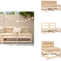 vidaXL Canapé central avec coussin 2 pcs. Pin massif - éléments de canapés de jardin