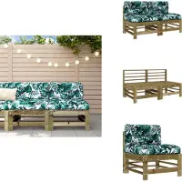 vidaXL Canapé central avec coussin 2 pcs. Pin Imprégné - Eléments de Canapé de Jardin