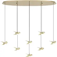 Eglo Suspension 8 lumières, modèle Paratebueno, finition laiton