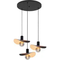 Stars of Light Suspension noire Saceda avec détails dorés, 3 lumières