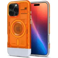 Spigen Classic C1 (MagFit) (Apple iPhone 16 Pro), Coque pour téléphone portable, Orange, Transparent