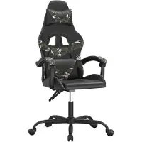 vidaXL Chaise de jeu noir et camouflage similicuir