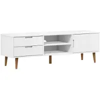 vidaXL Armoire TV MOLDE Blanc 158x40x49 cm Pin massif