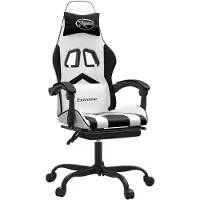 vidaXL Chaise de jeu avec repose-pieds Pivotante Blanc & Noir Similicuir