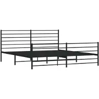 vidaXL Cadre de lit avec tête et pied de lit en métal noir 200x200 cm